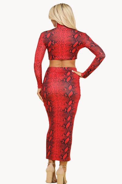 Red Snake Skirt Set